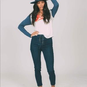 Free People high rise lace up jegging